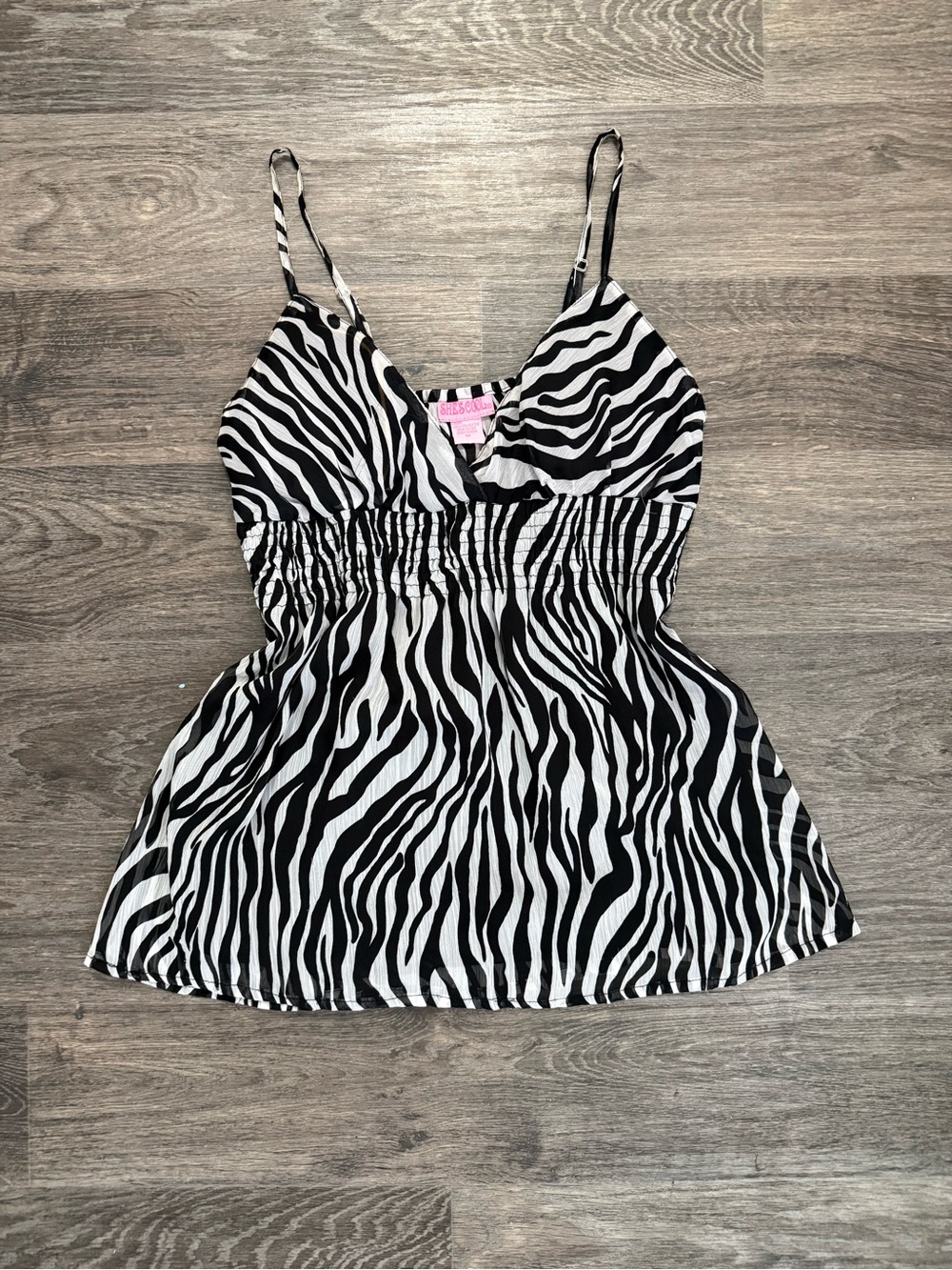 Y2K Zebra Print Babydoll Top - Black & White